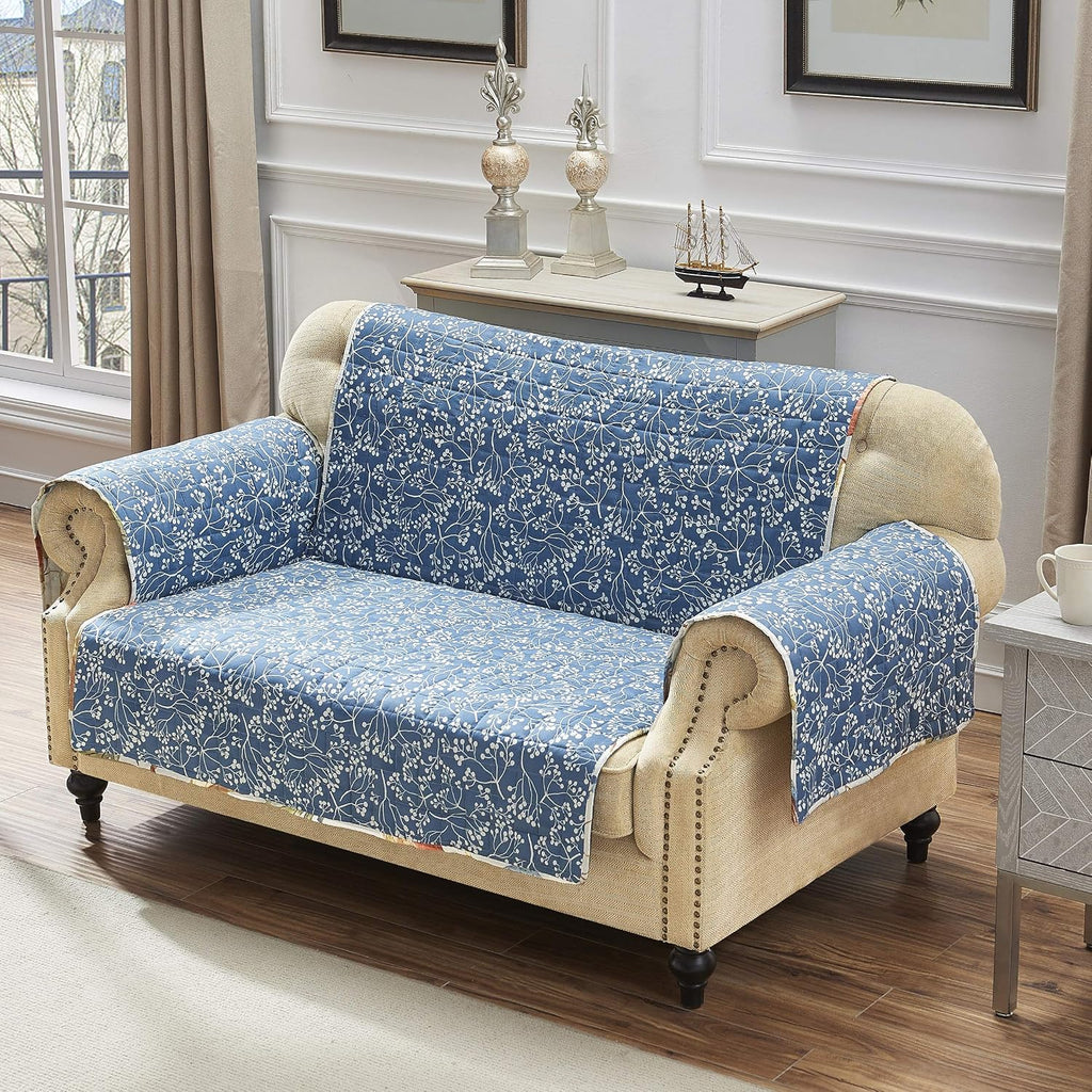 Greenland Home Willow Reversible Slipcover - Furniture Protector - Loveseat - Natural
