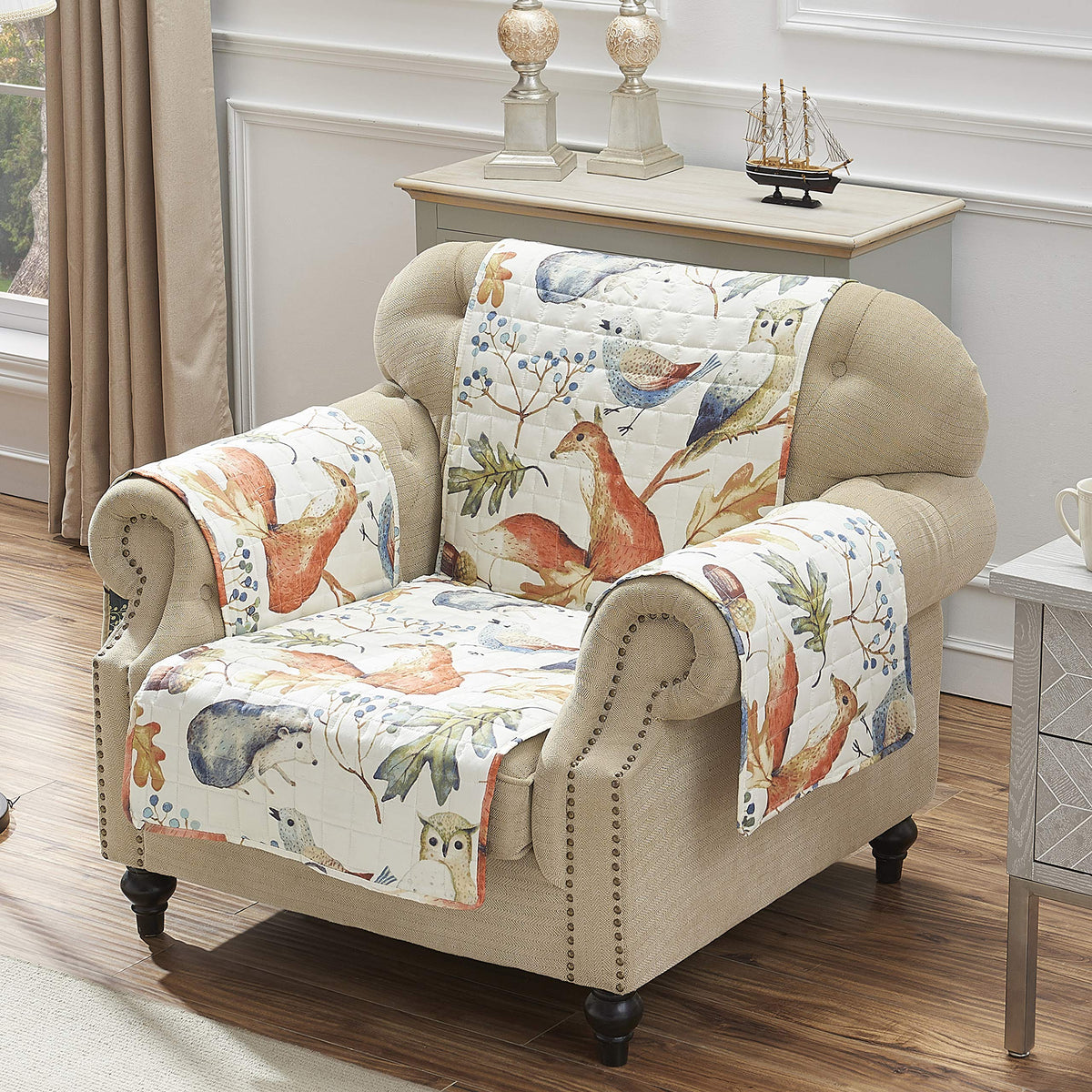 Greenland Home Willow Reversible Slipcover - Furniture Protector - Loveseat - Natural