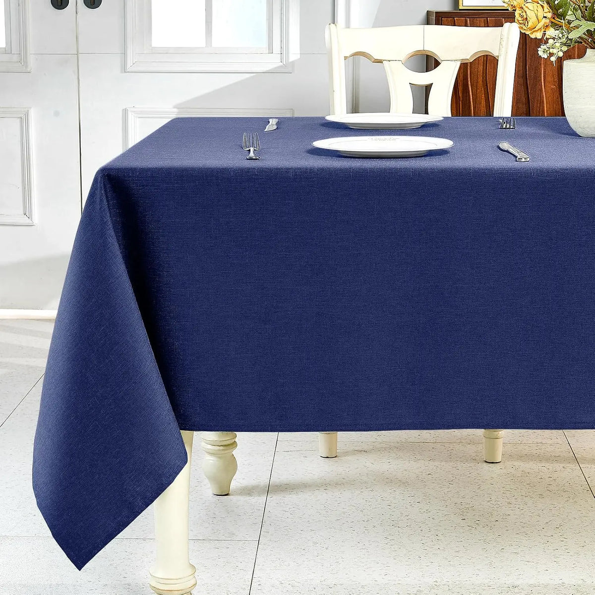 Polyester Rectangle Tablecloth - Sage Green, 60x104 in, Wrinkle-Free, Wipe-Clean, Waterproof, Machine Washable, Solid Textured Dining Cover for Party, Spring Wedding Kitchen Decor