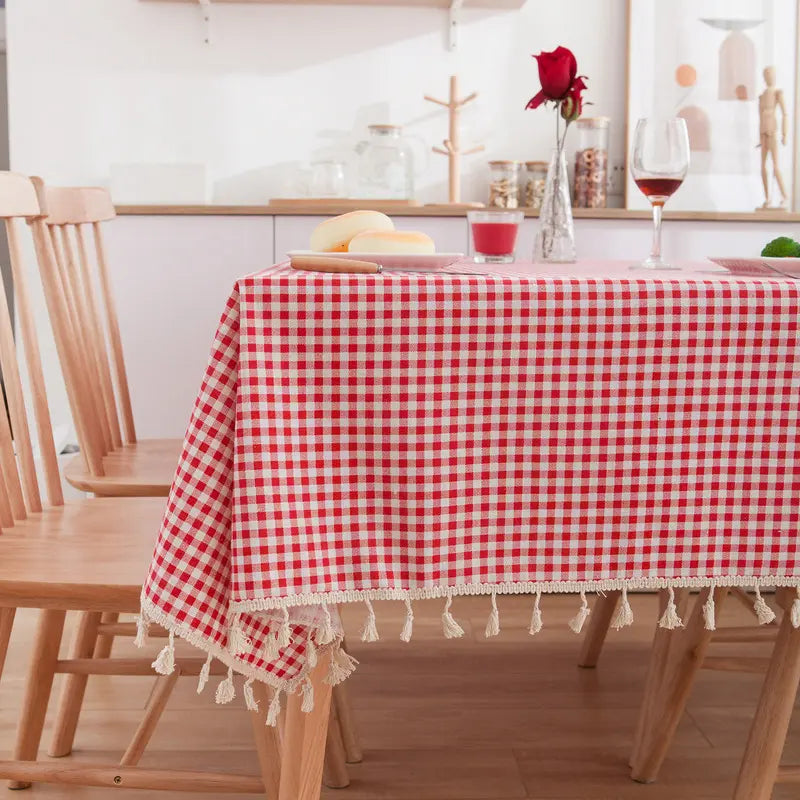 Nordic striped dining tablecloth for picnics and outings, navy blue, fresh and simple, rectangular tablecloth, ins-style coffee table cloth