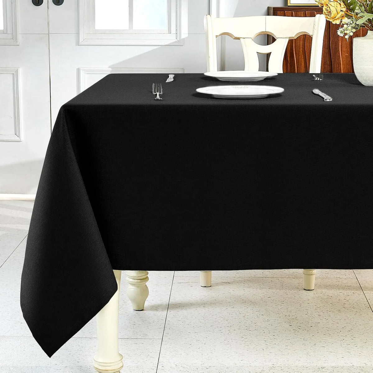 Polyester Rectangle Tablecloth - Sage Green, 60x104 in, Wrinkle-Free, Wipe-Clean, Waterproof, Machine Washable, Solid Textured Dining Cover for Party, Spring Wedding Kitchen Decor