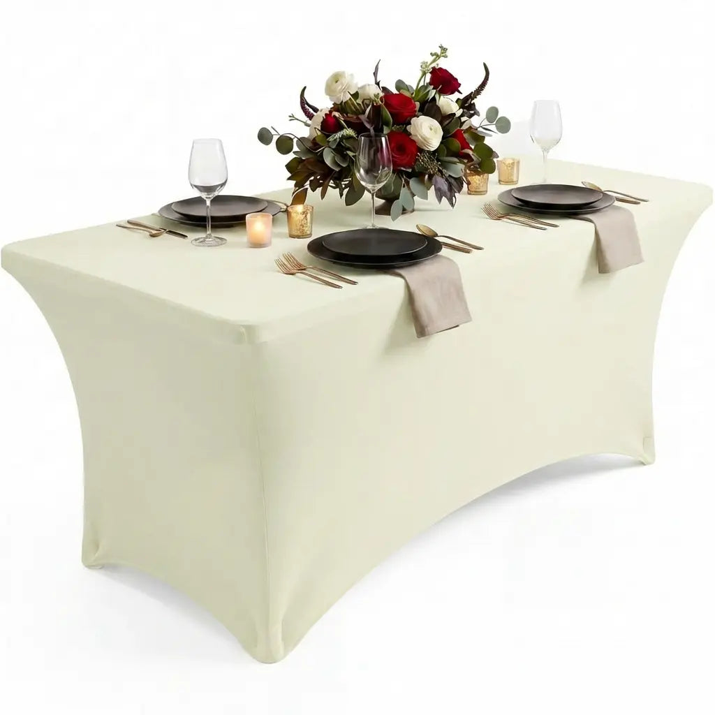 Utopia Kitchen Spandex Blend Rectangle Fitted Tablecover Set, Machine Washable, Wrinkle-Free, Event-Friendly, Reinforced Pockets, Outdoor/Indoor Use for Weddings & Everyday Decor
