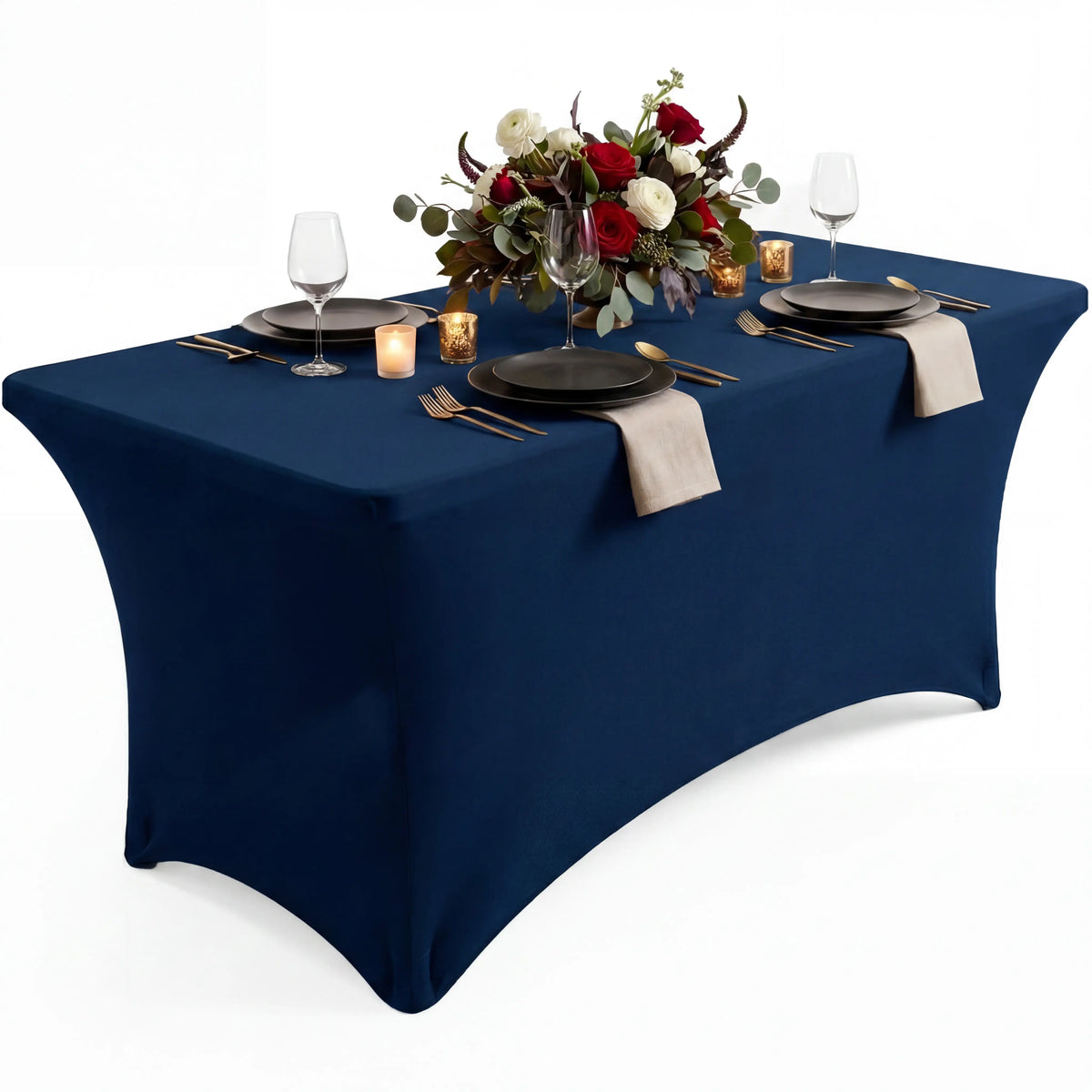 Utopia Kitchen Spandex Blend Rectangle Fitted Tablecover Set, Machine Washable, Wrinkle-Free, Event-Friendly, Reinforced Pockets, Outdoor/Indoor Use for Weddings & Everyday Decor