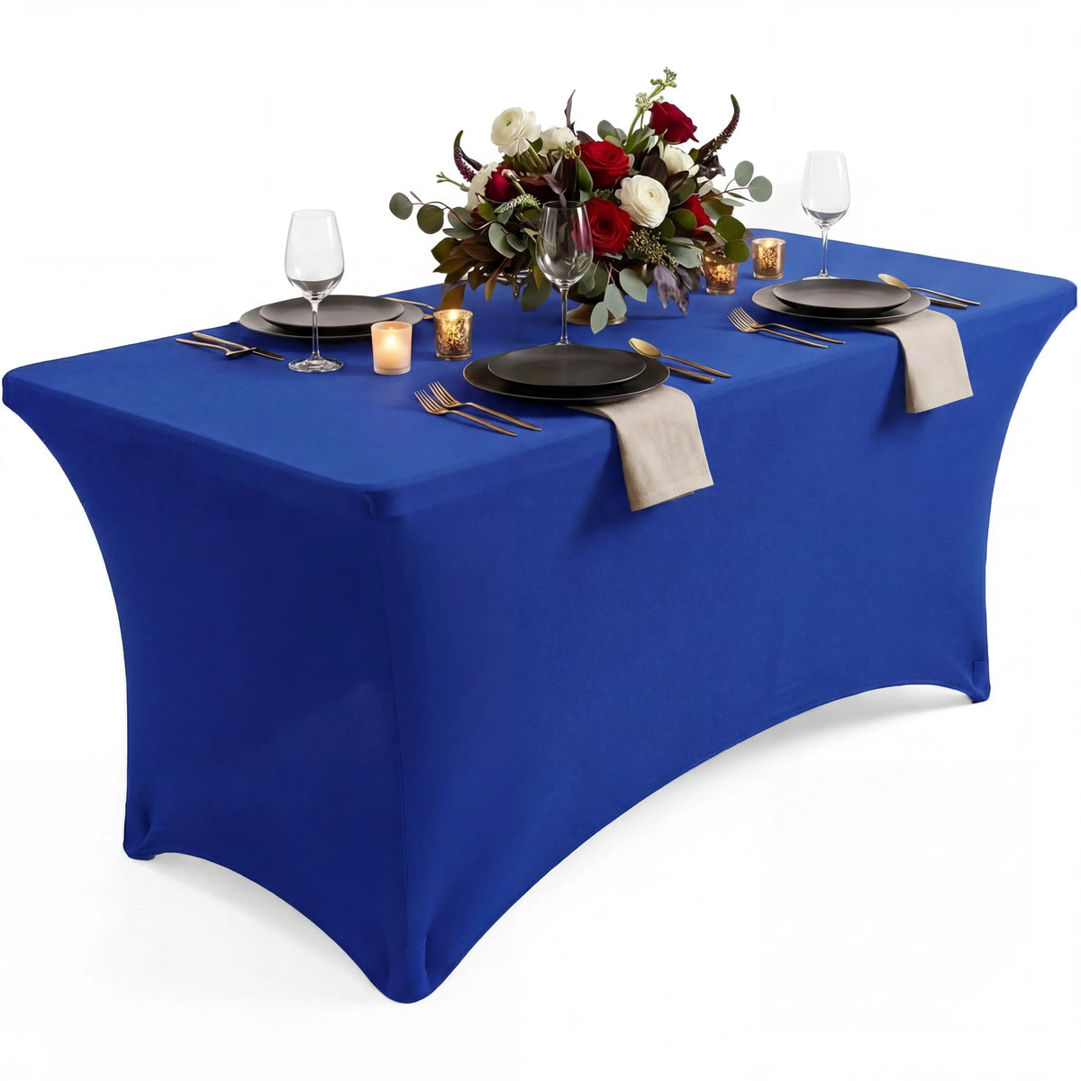 Utopia Kitchen Spandex Blend Rectangle Fitted Tablecover Set, Machine Washable, Wrinkle-Free, Event-Friendly, Reinforced Pockets, Outdoor/Indoor Use for Weddings & Everyday Decor