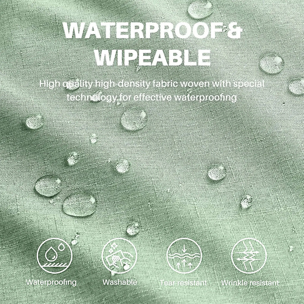Polyester Rectangle Tablecloth - Sage Green, 60x104 in, Wrinkle-Free, Wipe-Clean, Waterproof, Machine Washable, Solid Textured Dining Cover for Party, Spring Wedding Kitchen Decor