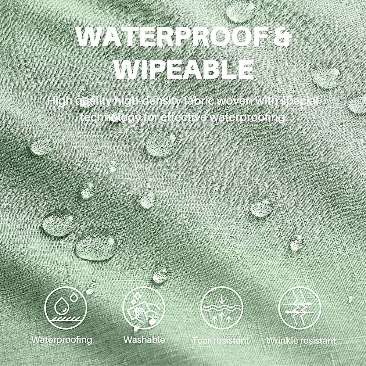 Polyester Rectangle Tablecloth - Sage Green, 60x104 in, Wrinkle-Free, Wipe-Clean, Waterproof, Machine Washable, Solid Textured Dining Cover for Party, Spring Wedding Kitchen Decor
