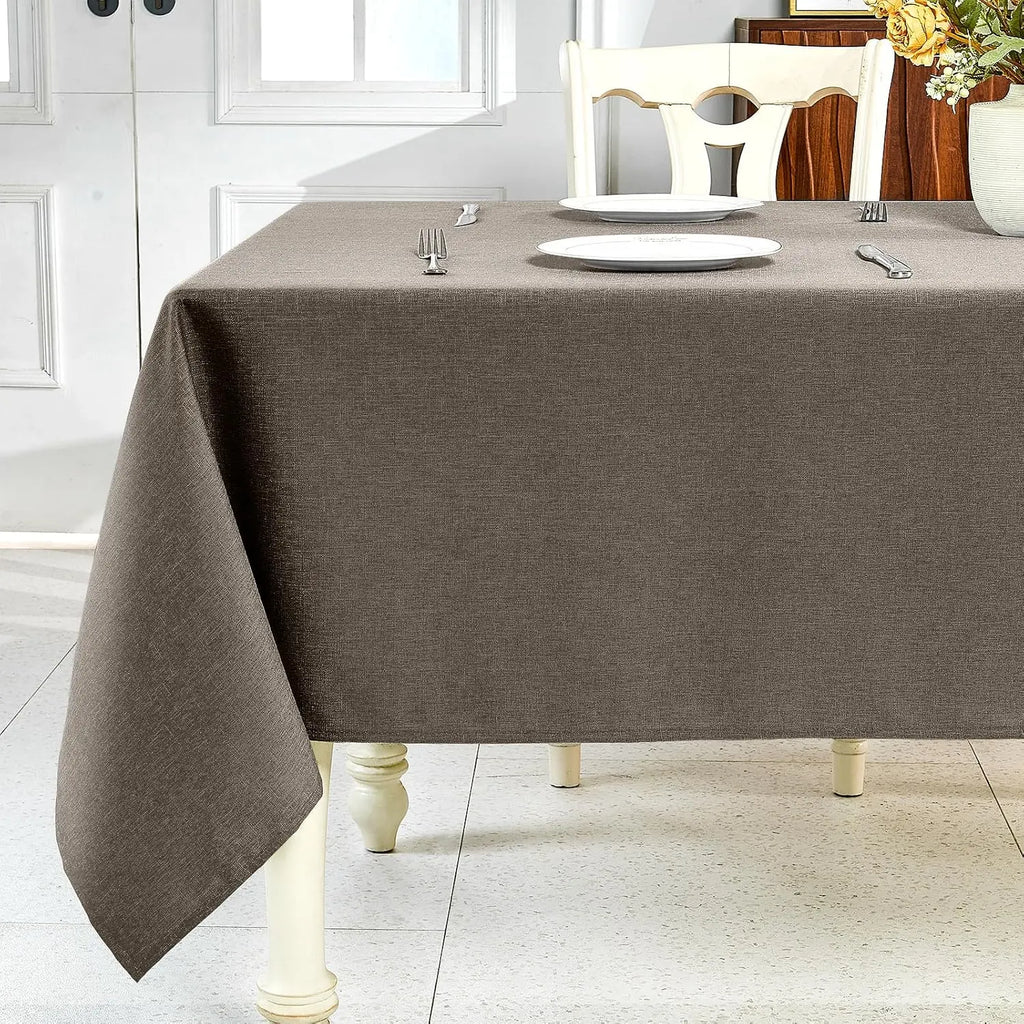 Polyester Rectangle Tablecloth - Sage Green, 60x104 in, Wrinkle-Free, Wipe-Clean, Waterproof, Machine Washable, Solid Textured Dining Cover for Party, Spring Wedding Kitchen Decor