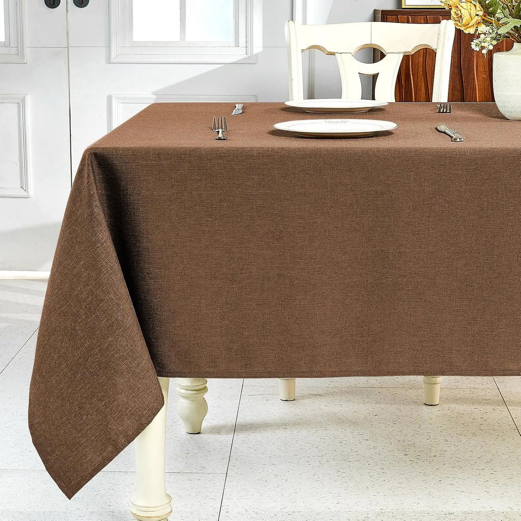 Polyester Rectangle Tablecloth - Sage Green, 60x104 in, Wrinkle-Free, Wipe-Clean, Waterproof, Machine Washable, Solid Textured Dining Cover for Party, Spring Wedding Kitchen Decor